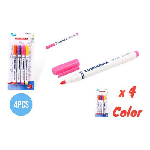 Set 4 Marcadores De Tela Colores Manualidades