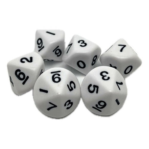 Set De 6 Dados 10 Caras Acrílicos Matemática