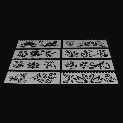 Set 8 Plantillas Flexibles Stencil Flores