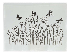 Plantilla Flexible Stencil 15x12.5cm Diseño Flores Primavera