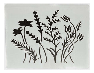 Plantilla Flexible Stencil 15x12.5cm Diseño Flores Primavera