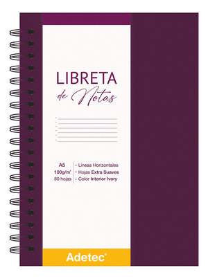 Libreta De Notas Anillada A5 Con Elástico