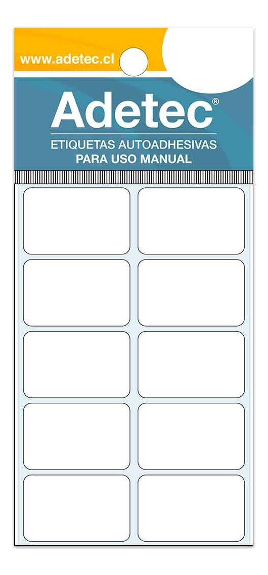 Etiqueta Manual Rectangular Blanca