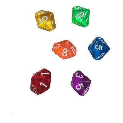 Set De 6 Dados 10 Caras Acrílicos Matemática