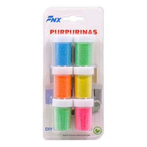 Set 6 Frascos Purpurinas Escarcha Colores