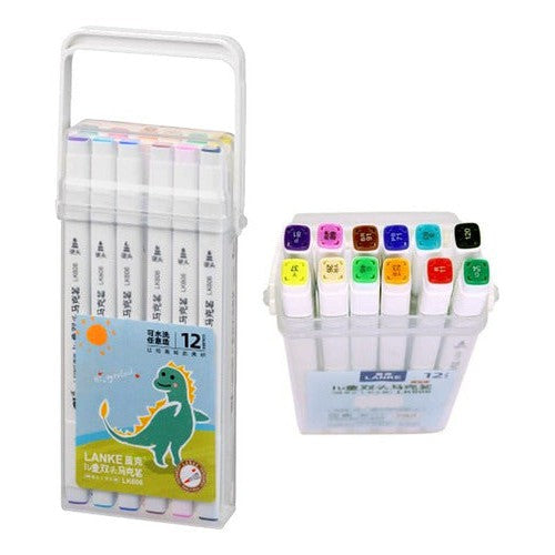 Marcadores De Doble Punta Tipo Pincel 12 Colores
