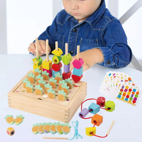Juego Montessori De Secuencias De Cuentas Madera