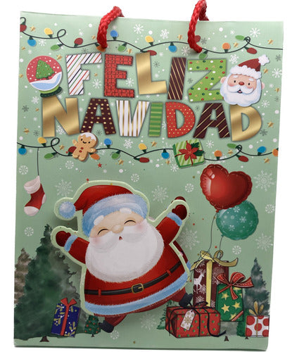 Bolsa De Regalo Grande Navidad 31x42x12 Cm