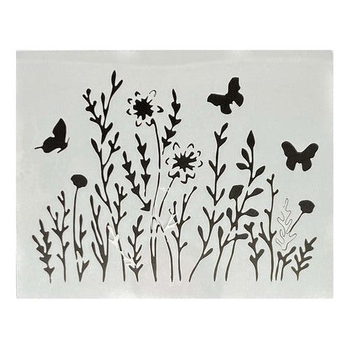 Plantilla Flexible Stencil 15x12.5cm Diseño Flores Primavera
