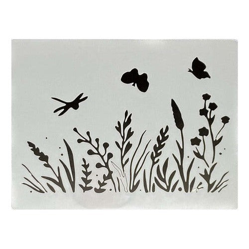 Plantilla Flexible Stencil 15x12.5cm Diseño Flores Primavera
