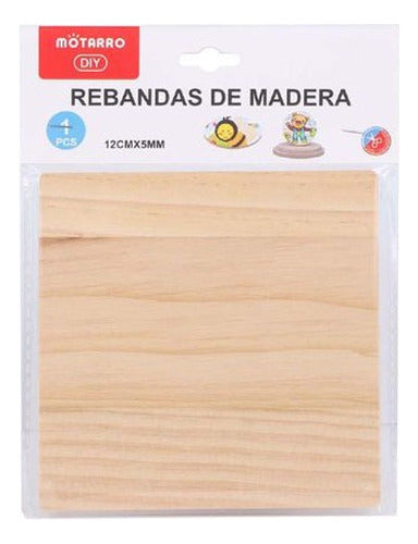 Rebanada Madera Cuadrada 12 Cm 5 Mm