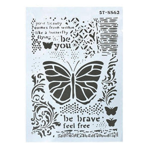 Plantilla Flexible Stencil A4 Diseño Mariposas