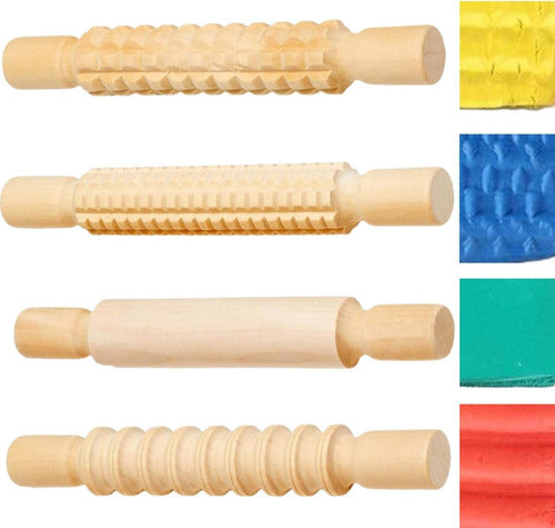 Rodillo Uslero De Madera Con Textura
