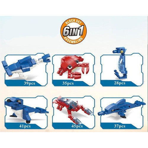 Bloques Contruccion Animales Marinos 6en1 Ojitos De Ternura