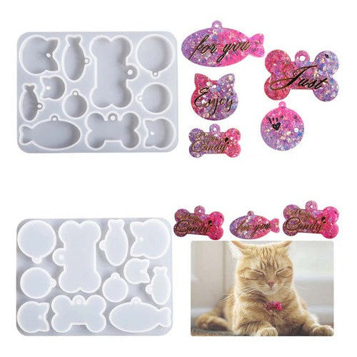Molde De Silicona Para Resina Epóxica Placas Mascotas