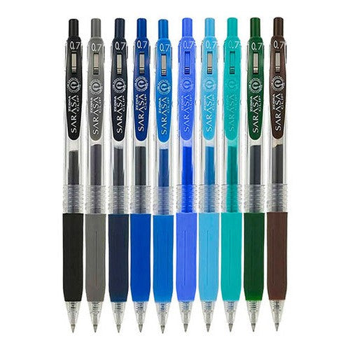 Set 10 Roller Retráctil Tinta Gel Colores Sarasa 0.7mm Zebra