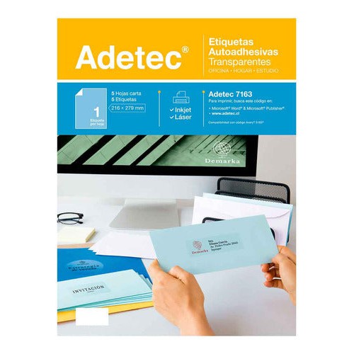 Etiqueta Transparente Laser/ink Carta 5un