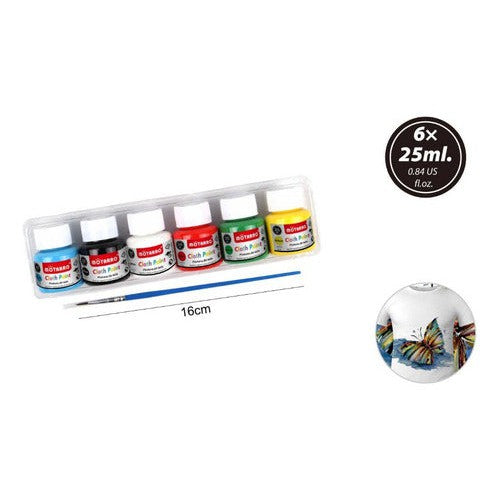 Set De Pintura Para Tela 6 Col 25 Ml