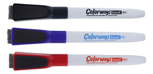 Set 3 Plumones De Pizarra Punta Fina Colores
