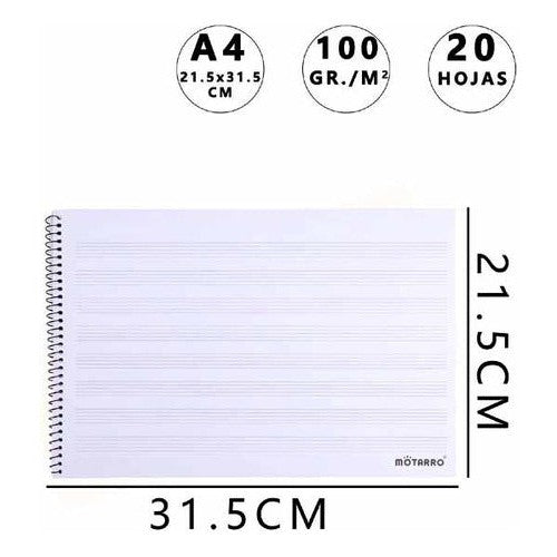 Cuaderno Musica A4 20 Hojas Pauta Entera
