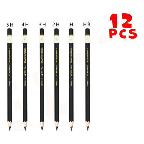 Set 12 Lápices Grafito Graduados 5h Al 5b
