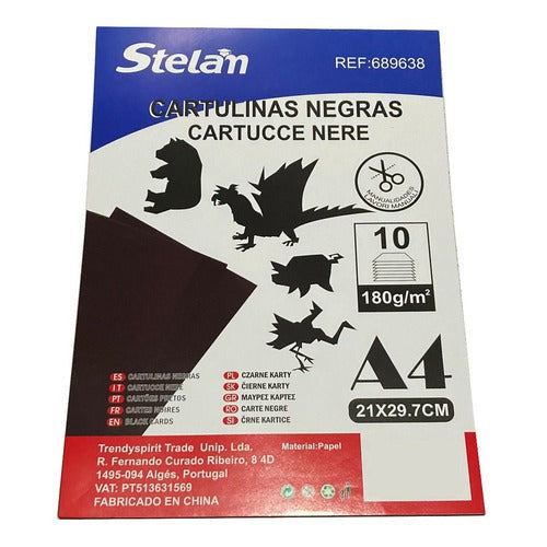 Set 10 Cartulinas Negras A4 180gr