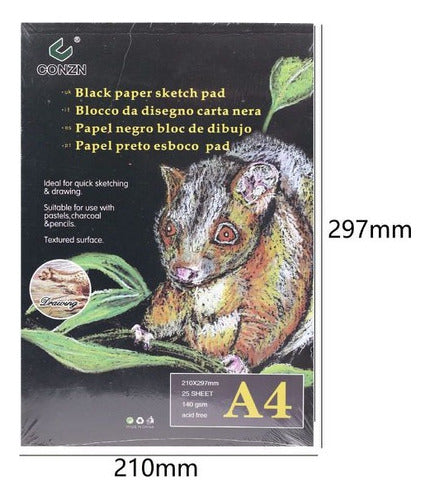 Block Dibujo Hoja Negra 25 Hojas