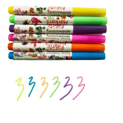 Set 6 Marcadores De Tela Neón Manualidades