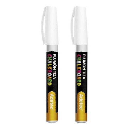 Set 2 Plumones Tiza Liquida Blanco Adetec