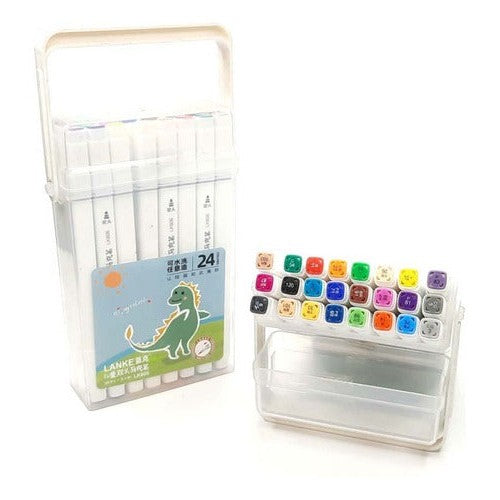 Marcadores De Doble Punta Tipo Pincel 24 Colores