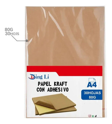 Papel Kraft Adhesivo A4 30 Hojas 80 Grs