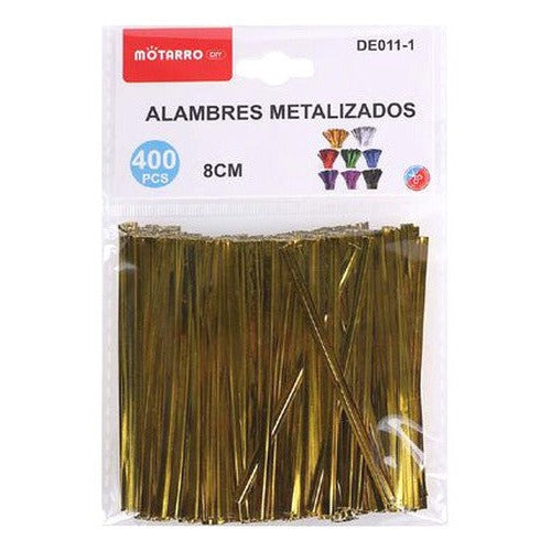 Alambre Amarras Metalizados 8 Cm 400un Manualidades