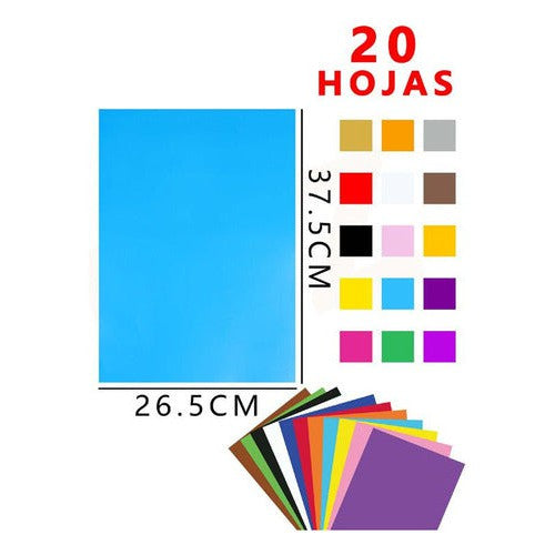 Carpeta Papel Lustre 20 Pliegos 15 Colores
