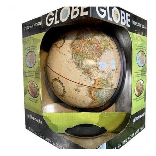Globo Terráqueo Sepia Con Relieve 30 Cms