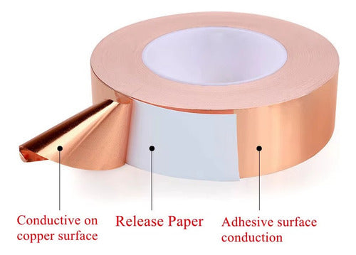 Cinta Adhesiva Lámina De Cobre Conductor 3 Mm 0.06 Mm 10mt