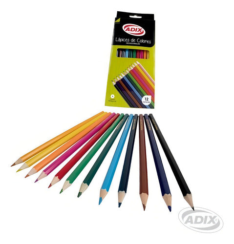 12 Lápices De Colores Hexagonales Adix