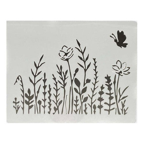 Plantilla Flexible Stencil 15x12.5cm Diseño Flores Primavera
