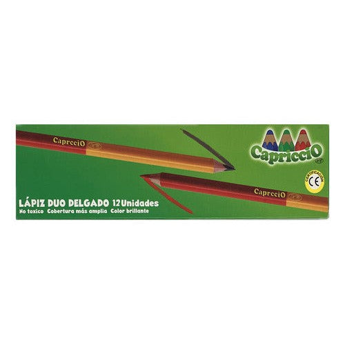 Pack 12 Lapices Bicolor Delgados Rojo Y Gráfito