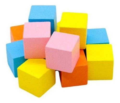 Cubos De Madera 2 Cm Colores 12 Un Surtido