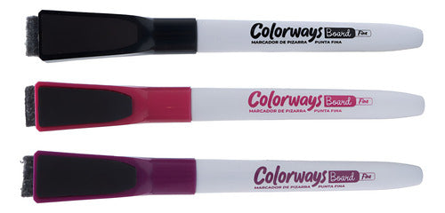 Set 3 Plumones De Pizarra Punta Fina Colores