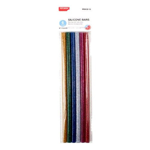 Barras De Silicona Glitter Colores 7mm 19cm 6un