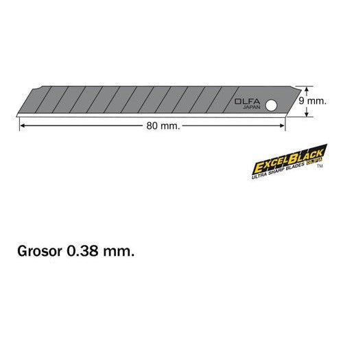 Repuesto Cuchillo Cartonero Hoja Negra 9 Mm Olfa 10un