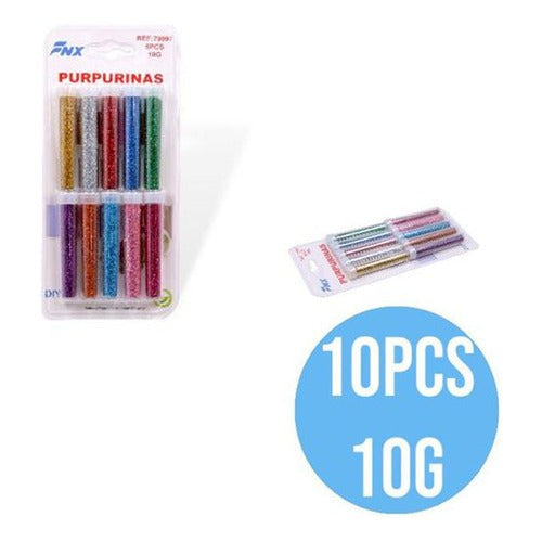 Set 10 Tubos Frascos Purpurinas Escarcha Colores