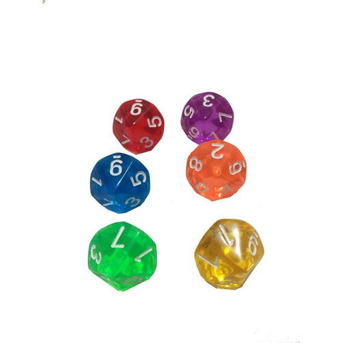 Set De 6 Dados 10 Caras Acrílicos Matemática