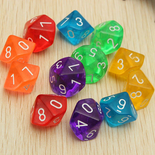 Set Dado 6 Caras + Dado 10 Caras Acrílicos Matemática