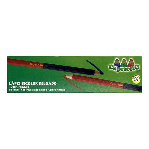 Lápices Bicolor Delgados Hexagonal Rojo / Azul 12un