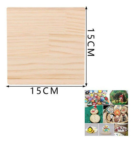 Rebanada Madera Cuadrada 15 Cm 5 Mm