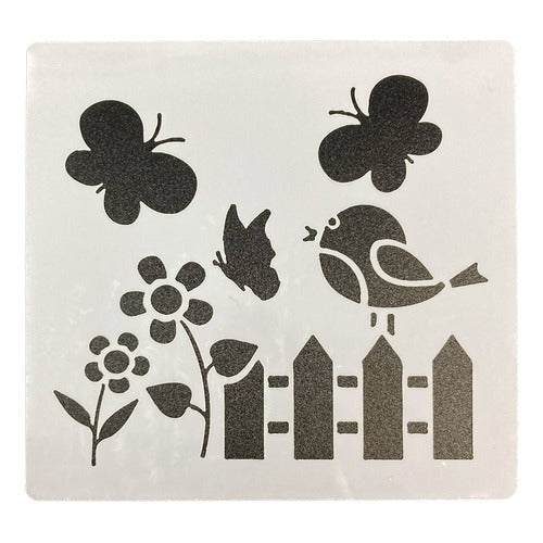 Plantilla Stencil 15x15 Cm Diseño Mariposas