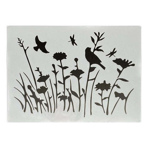 Plantilla Flexible Stencil 15x12.5cm Diseño Flores Primavera