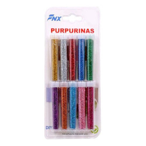 Set 10 Tubos Frascos Purpurinas Escarcha Colores